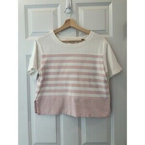 Bechamel Petite Women’s Medium 100 Cotton Striped Pink Top 100 Cotton Preppy